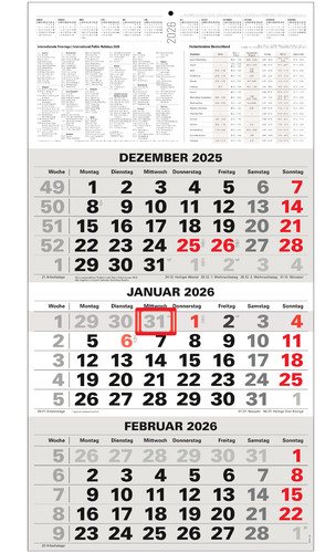 Ware monatskalender 2026 - b-ware, 3-monatskalender
