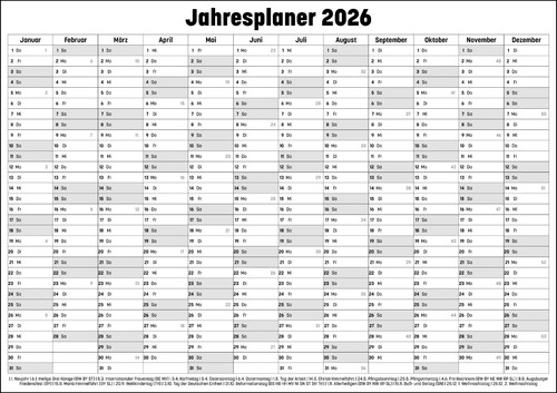 Jahresplaner wandkalender - jahresplaner,