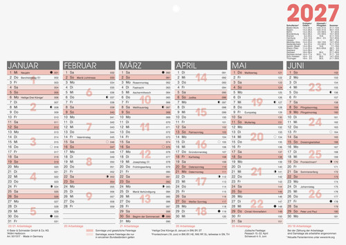 Tafelkalender 2027 din quer - 2027,