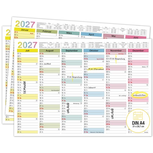 Tafelkalender 2027 bunt din - 2027, a4