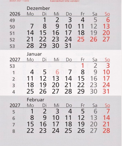 Ersatzkalendarium 2027 2028 - 2027,